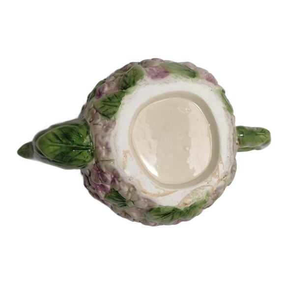 Vintage Lavender Purple Hydrangea Majolica Teapot - Picture 4 of 8